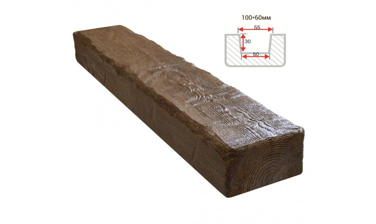 Декоративная балка Decorawood Фасад 100x60 Рустик Темный Дуб